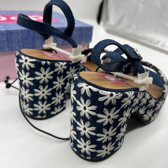 Pop Womens Grandiose Heeled Sandals Blue White Size 9M - Picture 8 of 12